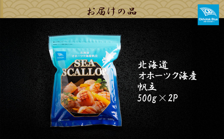 北海道オホーツク海産帆立(500g × 2P) ABN004 | 帆立