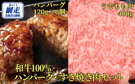 ＜網走産＞【オホーツクあばしり和牛】ハンバーグ・すき焼き肉セット 総重量1120ｇ 【ふるさと納税 人気 おすすめ ランキング ハンバーグ すき焼き ブランド和牛 あばしり和牛 北海道 網走市 送料無料】 ABW006