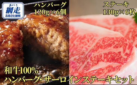 ＜網走産＞【オホーツクあばしり和牛】ハンバーグ・サーロインステーキセット 総重量980g 【ふるさと納税 人気 おすすめ ランキング ハンバーグ サーロイン ブランド和牛 ステーキ 北海道 網走市 送料無料】 ABW008