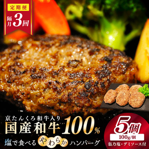 ハンバーグ定期便隔月3回 塩で食べるやわらかハンバーグ ソース付 10,650円