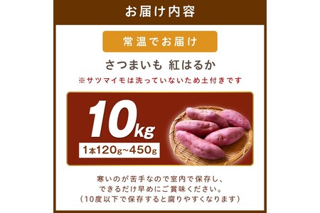 さつまいもオブザイヤー紅はるか部門全国1位 京都・ 丹後産　さつまいも 紅はるか　土付き（1本120～450g程度）10kg
