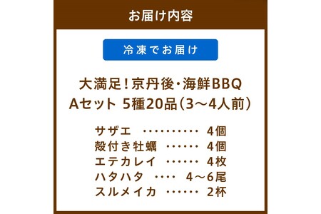 【先行予約】大満足！京丹後・海鮮BBQ　Aセット　5種20品（3～4人前）（2026年4月中旬～発送）