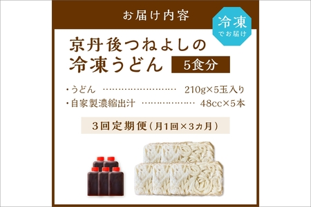 【定期便3回】冷凍うどん5玉入（濃縮出汁付き）_KI00031_うどん