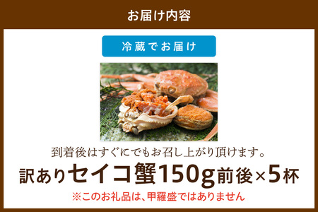 【期間エリア限定！訳あり】厳選！絶品！ 釜茹で セイコ蟹5杯 蟹