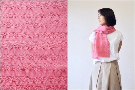 フィルタンゴ ストール　西洋更紗柄　ローズピンク 丹後ちりめんの洗えるシルク、ギフトにもおすすめ。