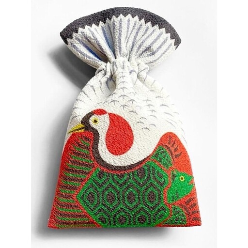 丹後ちりめん 祭巾着 つるかめ サイズ：約22cm×13cm