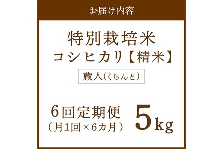 【定期便6回】令和8年産 特別栽培米コシヒカリ 蔵人（くらんど） 精米5kg