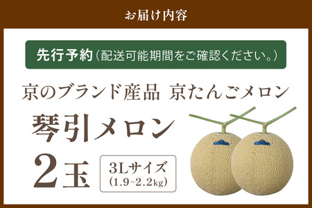 【先行予約】京たんごメロン 琴引メロン 3L 2玉 26年6月～