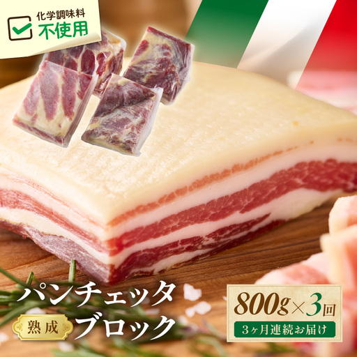 【定期便 毎月×3回】パンチェッタブロック（豚バラ肉の塩漬け）　約200g×4袋 ふるさと納税 豚肉 塩漬け ふるさと納税 ベーコン ふるさと納税 パンチェッタ 豚バラ 塩漬け スペイン料理