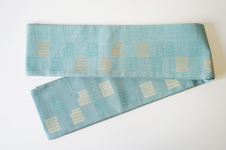 丹後帯 半幅帯「源氏香」（緑がかった水）