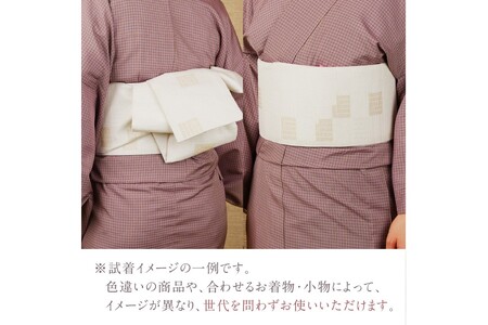 丹後帯 半幅帯「源氏香」（白）