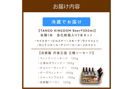 クラフトビール＆ソーセージ／京都・丹後クラフトビール TANGO KINGDOM BeerR ＆ 自家製 丹後王国 王様ソーセージ 詰合せセット　人気の「クラフトビール」と自家製の九条ねぎウインナー・ベーコンなどのソーセージセット