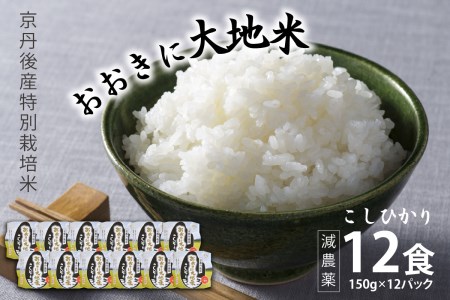 京都丹後産　特別栽培米　おおきに大地米　パックご飯12個