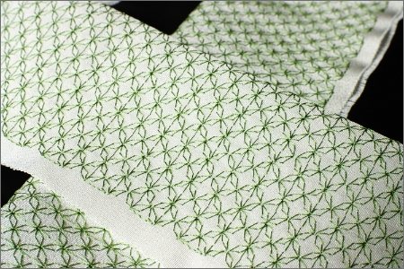 和装小物 刺繍半衿 グリーン