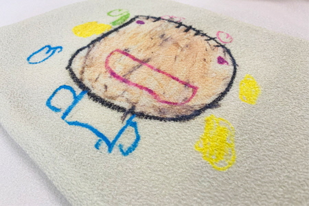 【簡単】子供の絵で作る丹後ちりめんふらっとポーチ　サイズ：約26㎝×20㎝ 雑貨 小物入れ 収納 ポーチ ハンドバック オーダーメイド ちりめん 思い出 贈り物 プレゼント オリジナル