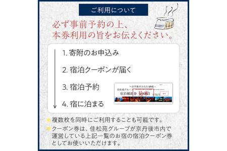 宿泊クーポン30,000円分 佳松苑グループが運営する京丹後市内のお宿でご利用いただけます。京都・京丹後／旅行／クーポン／温泉宿／海水浴／蟹／関西／京都府／旅行券／高級宿／高級ホテル／夕日ヶ浦温泉／海鮮宿／料理旅館