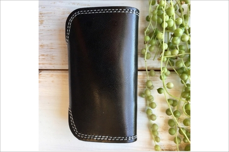 Rキーケース 栃木レザー牛革ケース ブラック
