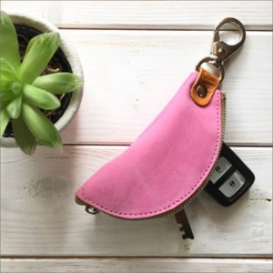 バナナキーケース 牛革ケース ピンク