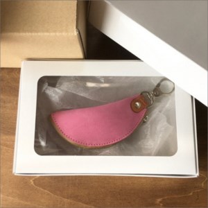 バナナキーケース 牛革ケース ピンク