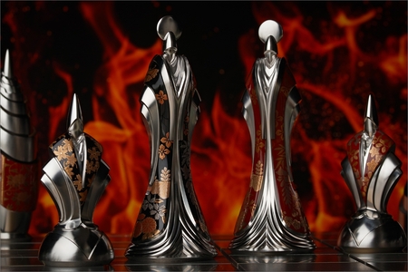 匠チェス（3-Queen 黒1体）姫（蝶、花紋、藤、竹、菊、桐、梅、桜）