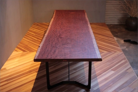 玉杢ブビンガ一枚板テーブル（3400×910×50mm）