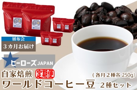 【定期便】ワールドコーヒー豆2種セット 3カ月コース[高島屋選定品］京都・南丹市 ヒーローズJAPAN 042N480 