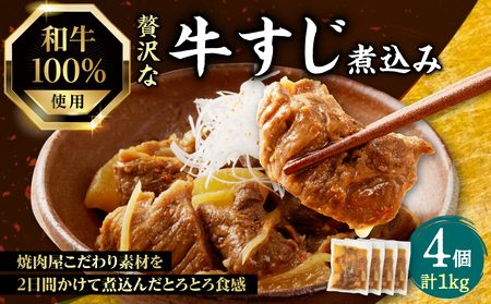 和牛100％の贅沢なすじ煮込み 250g×4個 1kg 牛すじ 煮込み すじ煮込み 牛すじ煮込み 093-12