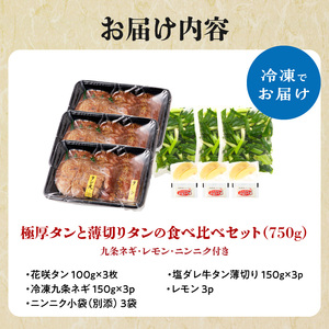 極厚タンと薄切りタンの食べ比べセット 750g 【九条ネギ付き】 093-22