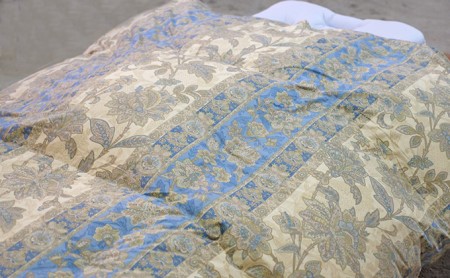 京の老舗表彰企業が選んだ「羽毛布団（カラー青）」と「息夢枕（SSサイズ）」のセット　069-03-BSS