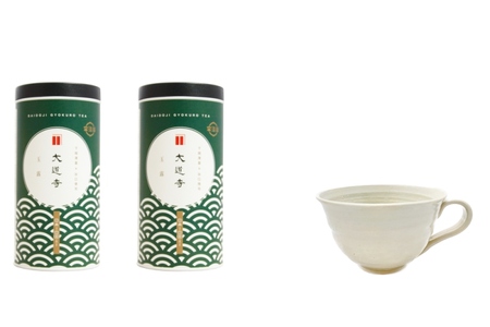 日本茶鑑定士監修のティーカップ白と玉露ティーバッグ（28P×2缶）