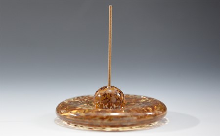 玉模様ガラスお香立て　ゴールド〈ガラス インテリア 小物 お香立て 工芸品 民芸品 雑貨〉 日用品 