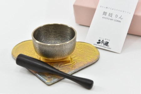 京都・二方屋「舞妓りん（MY CORIN）ガラスハート＜金箔＞」〈工芸品おりん音色インテリアおしゃれ仏具リフレッシュガラスハート雑貨日用品〉 