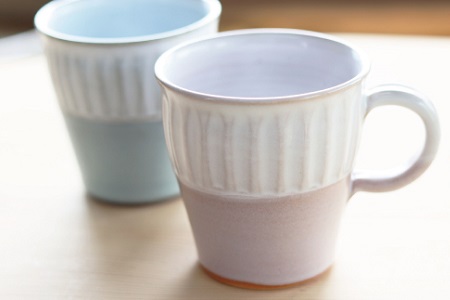 京丹波町の窯元「工房瑞穂」ソギペアマグカップ　[020MG001]