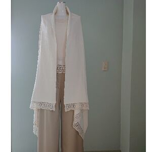 手織 シルクひざ掛けストール(おくるみ)　シルクレース付き【丹後シルク】_装飾品・工芸品  織物   装飾品・工芸品 ショール・ストール 服飾小物 _【1238444】