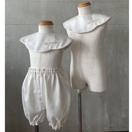 丹後シルク　スタイ刺繍入2枚・パンツセット_装飾品・工芸品 子供・ベビー 洋服 _【1498692】