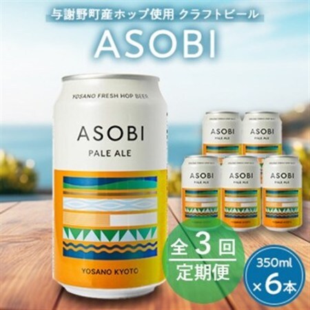 【毎月定期便】【与謝野町産ホップ使用クラフトビール】 ASOBI　350ml ×6本セット全3回_酒・アルコール 地ビール ビール   定期便 定期便  _【4060418】