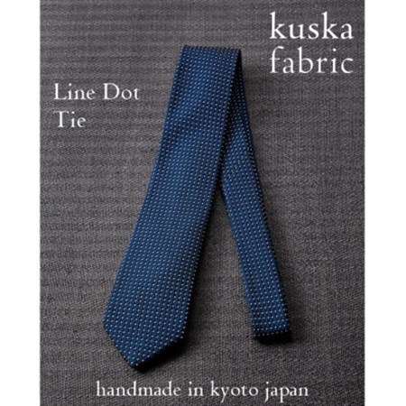 【手織りネクタイ】ネイビー ラインドットタイ kuskafabric 丹後の絹織物【高島屋選定品】_装飾品・工芸品 ネクタイ・ベルト 服飾小物 _【1608490】