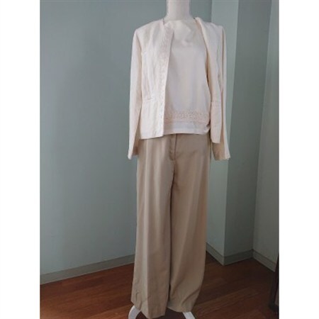 丹後シルク　ノースリーブブラウス白(生成)　シルクレース付　ウォッシャブル　【1645214】