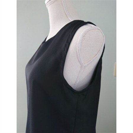 丹後シルク　ノースリーブブラウス黒　シルクレース付　ウォッシャブル【1645216】