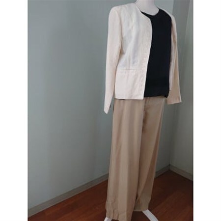 丹後シルク　ノースリーブブラウス黒　シルクレース付　ウォッシャブル【1645216】