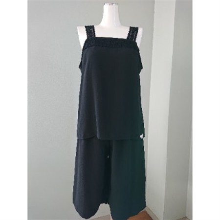 【丹後シルク】キャミソール・ペティコート黒(飾りシルクレース)Lサイズ_装飾品・工芸品 女性・レディース 洋服 _【1238447】