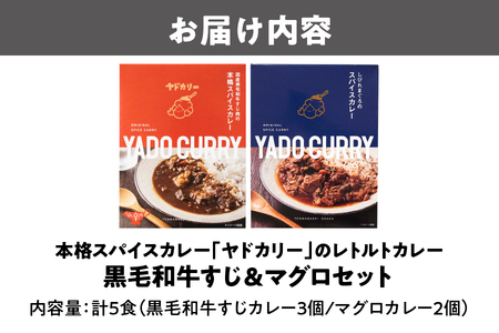 【 近鉄百貨店 】本格スパイスカレー「ヤドカリー」のレトルトカレー　黒毛和牛すじ＆マグロセット（計5食セット）_OS002-0041