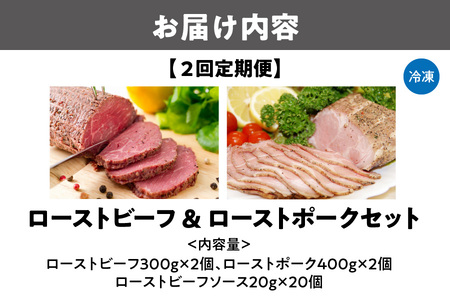 【2回定期便】ローストビーフ300gローストポーク400gセット×2回_OS090-0013