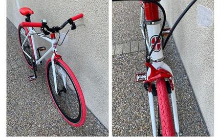 POSTINO シングルスピードバイク 700×28C【ホワイト×レッド】P603【フレームサイズ500mm】