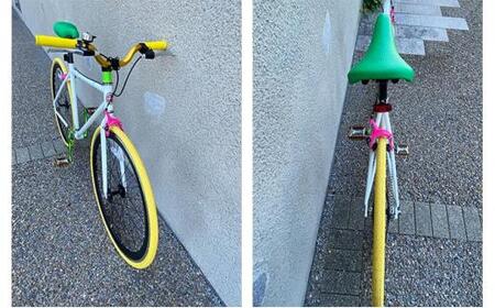 POSTINO シングルスピードバイク 700×28C【ホワイト×イエロー×グリーン】P606【フレームサイズ460mm】