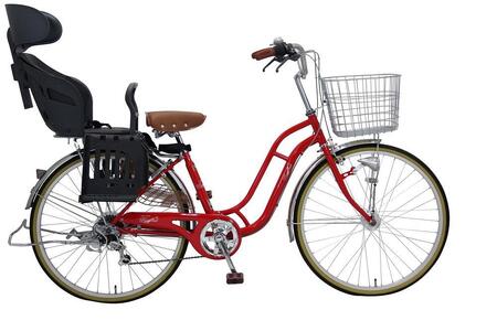 ヱビス自転車 子供乗せ自転車 26インチ ポニーテール266R シマノ製外装6段変速　電動なし（シマノ製ローラーブレーキ LEDオートライト）【本体レッド/子乗せチャコール】