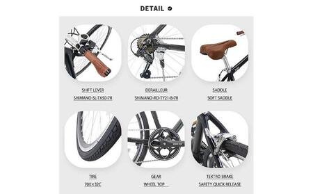 ヱビス自転車 クロスバイク・シマノ製外装7段変速・アルミフレーム・700×32c 軽量 電動なし Solid【マットホワイト】