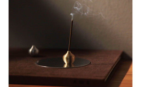 堺の伝統産品 お香立て [しずく-BRASS]とincense holder plate [BRASS] セット
