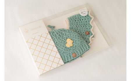 HOPPL(ホップル)手編みビブ&キャップセット(メロン/サイズM)