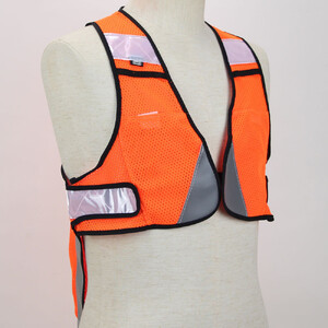 R250 サイクル反射ベスト  ポケット付きロング フリーサイズ  ネオンオレンジ